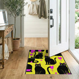 Multi-color and Patterns Playful Black Cats Yellow Area Rug