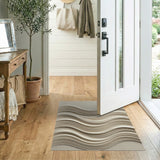 Beige Layered Waves Abstract Area Rug