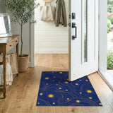 Swirling Gold Stars Navy Blue Area Rug