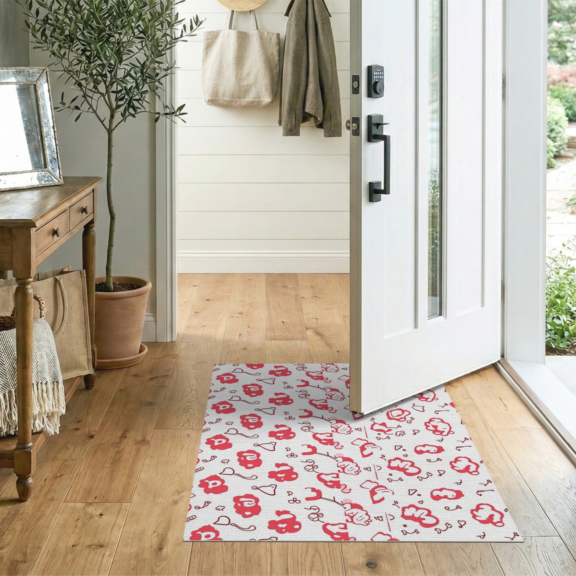 Playful Pink Popcorn Doodle Area Rug