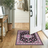 Traditional Persian Pink Floral Medallion Area Rug
