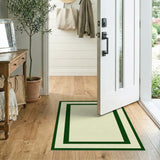 Green Framed Cream Area Rug