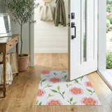 Whimsical Pink Floral Scatter Area Rug