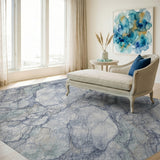 Blue Teal Marble Vein Area Rug