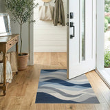 Geometric Modern Modern Blue Wave Geometric Area Rug