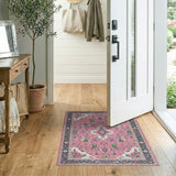 Vibrant Pink Persian Floral Traditional Persian Area Rug