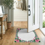 Vintage Pink Rose Floral Frame Area Rug