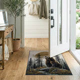 Majestic Grizzly Bear Sunset Forest Rug