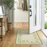 Floral Vine Border Cream Area Rug