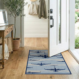 Navy Airplane Silhouette Area Rug