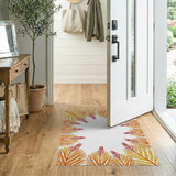 Orange Palm Frond Border Area Rug