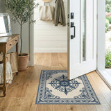 Ornate Navy Blue Medallion Area Rug