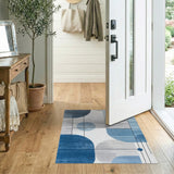 Abstract Blue Geometric Circles Area Rug