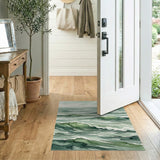 Teal Ocean Waves Watercolor Area Rug