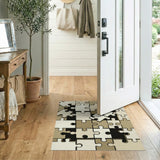 Interlocking Puzzle Beige Area Rug