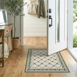 Green Diamond Lattice Geometric Area Rug