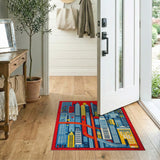 Vibrant City Skyline Geometric Area Rug