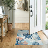 Blue Sea Turtle Coastal Area Rug