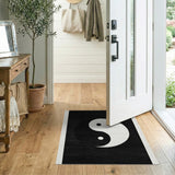 Geometric Modern Yin Yang Black White Area Rug