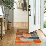Orange Vibrant Orange Abstract Geometric Area Rug