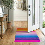 Geometric Modern Horizontal Stripe Vibrant Multi-Color Horizontal Stripe Area Rug