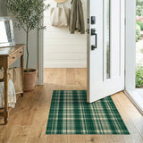 Green Emerald Green Plaid Area Rug