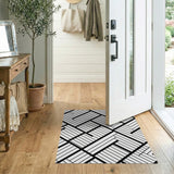 Black White Geometric Line Modern Area Rug
