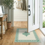 Traditional Persian Green Ornate Green Floral Border Area Rug