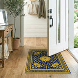 Blue and Teal Navy Blue Gold Ornate Persian Area Rug