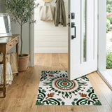 Green Sunburst Floral Medallion Rug