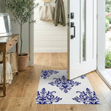 Floral Vintage Navy Blue Damask Floral Area Rug