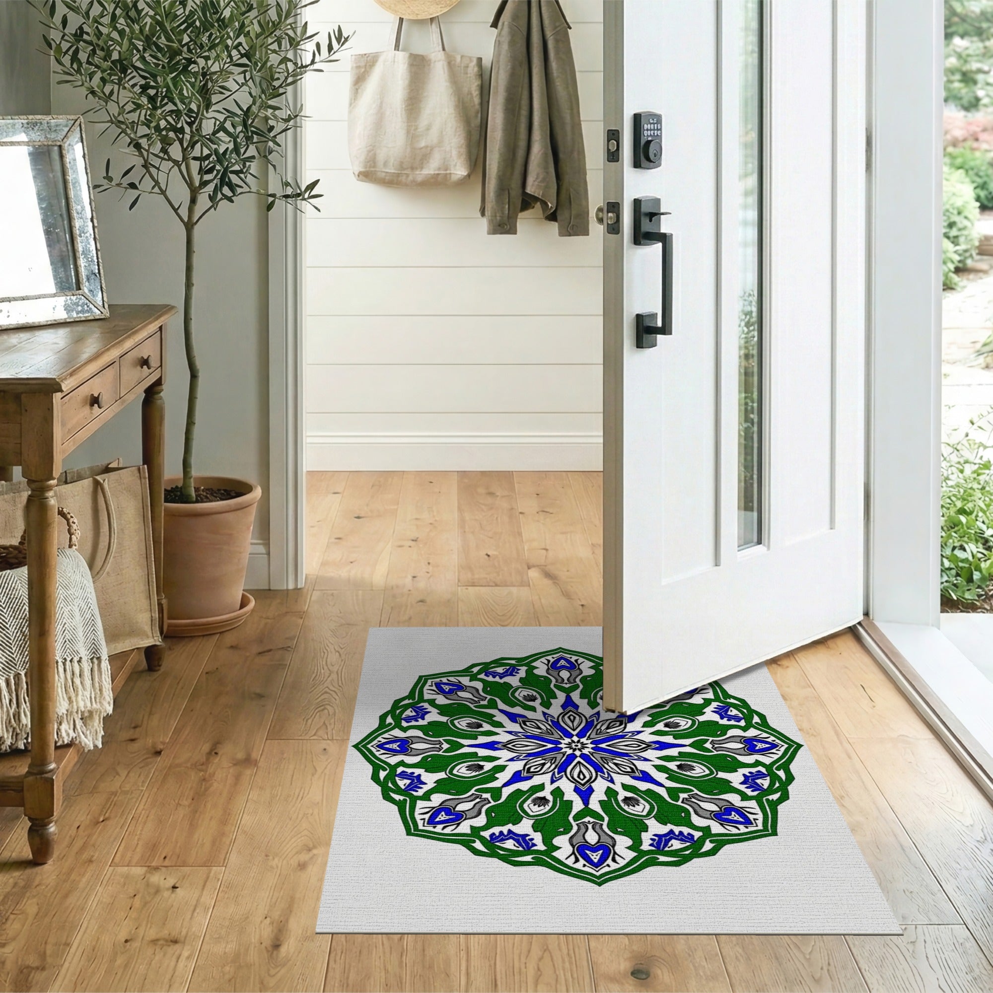 Intricate Blue Green Mandala Persian Area Rug