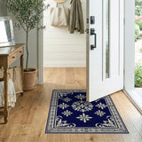 Ornate Navy Floral Baroque Area Rug