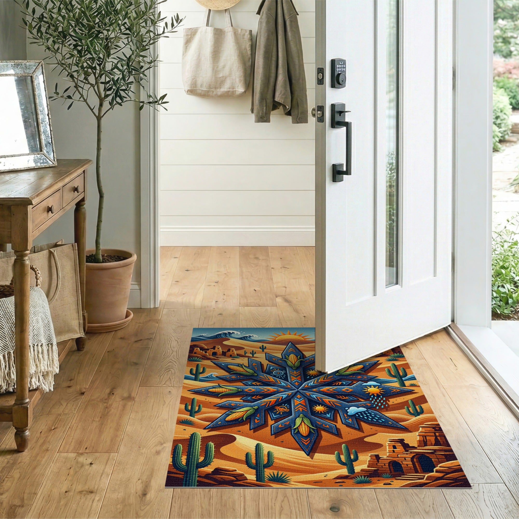 Southwestern Corn Mandala Desert Rug