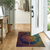 Distressed Teal Starburst Area Rug