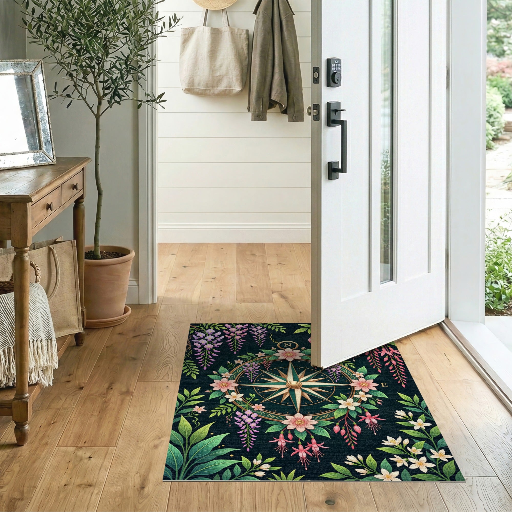 Botanical Compass Floral Area Rug