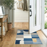 Blue Geometric Abstract Blue and Teal Area Rug