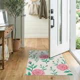 Blush Pink Roses Floral Area Rug