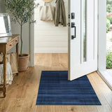 Navy Blue Vertical Stripe Geometric Area Rug