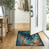 Teal Dolphin Coral Reef Underwater Area Rug