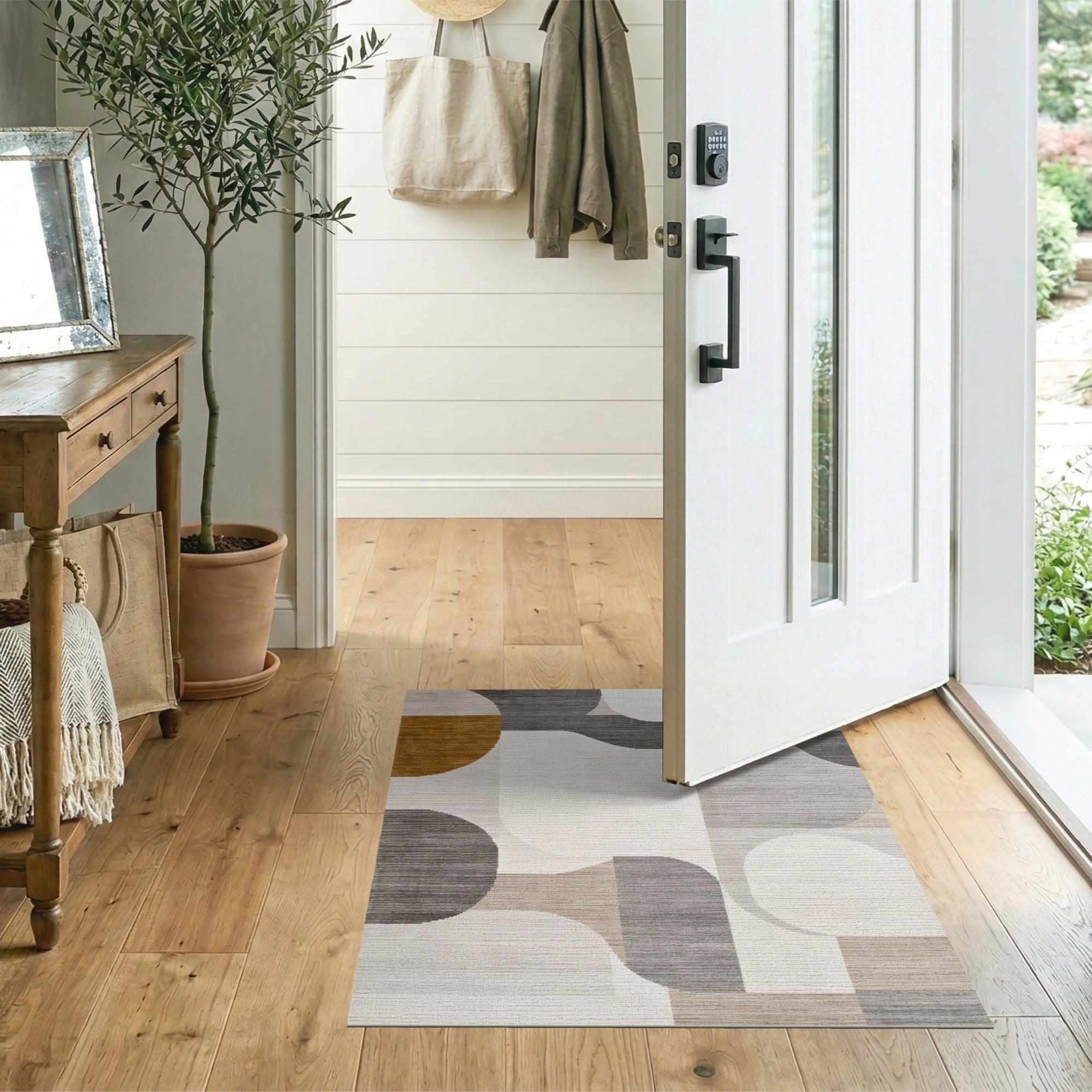 Geometric Modern Grey Abstract Geometric Area Rug