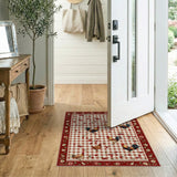 ODIKA Washable Farmhouse Rooster Kitchen Rug - Non-Slip Low Pile Area Rug