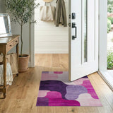Vibrant Pink Purple Abstract Geometric Area Rug