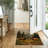 Majestic Elk Pair in Pine Forest Rug