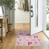 Playful Pink Alphabet Kids Cartoon Area Rug