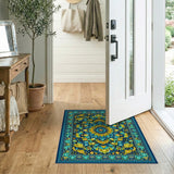 Teal Gold Mandala Persian Area Rug