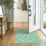 Mint Green Swirling Scrolls Area Rug