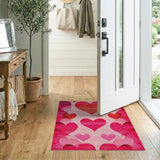 Pink Pixelated Hearts Geometric Area Rug