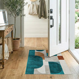 Teal Orange Abstract Geometric Area Rug