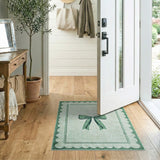 Pale Green Oversized Bow Scalloped Area Rug